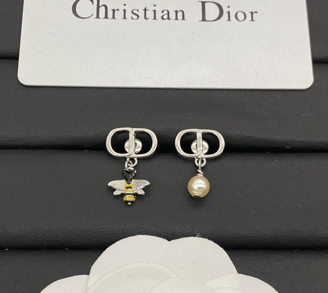 Gold plated CD Logo Dainty Dangle Earrings 3 Styles