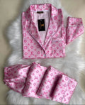 Pink L Monogram logo PJ set