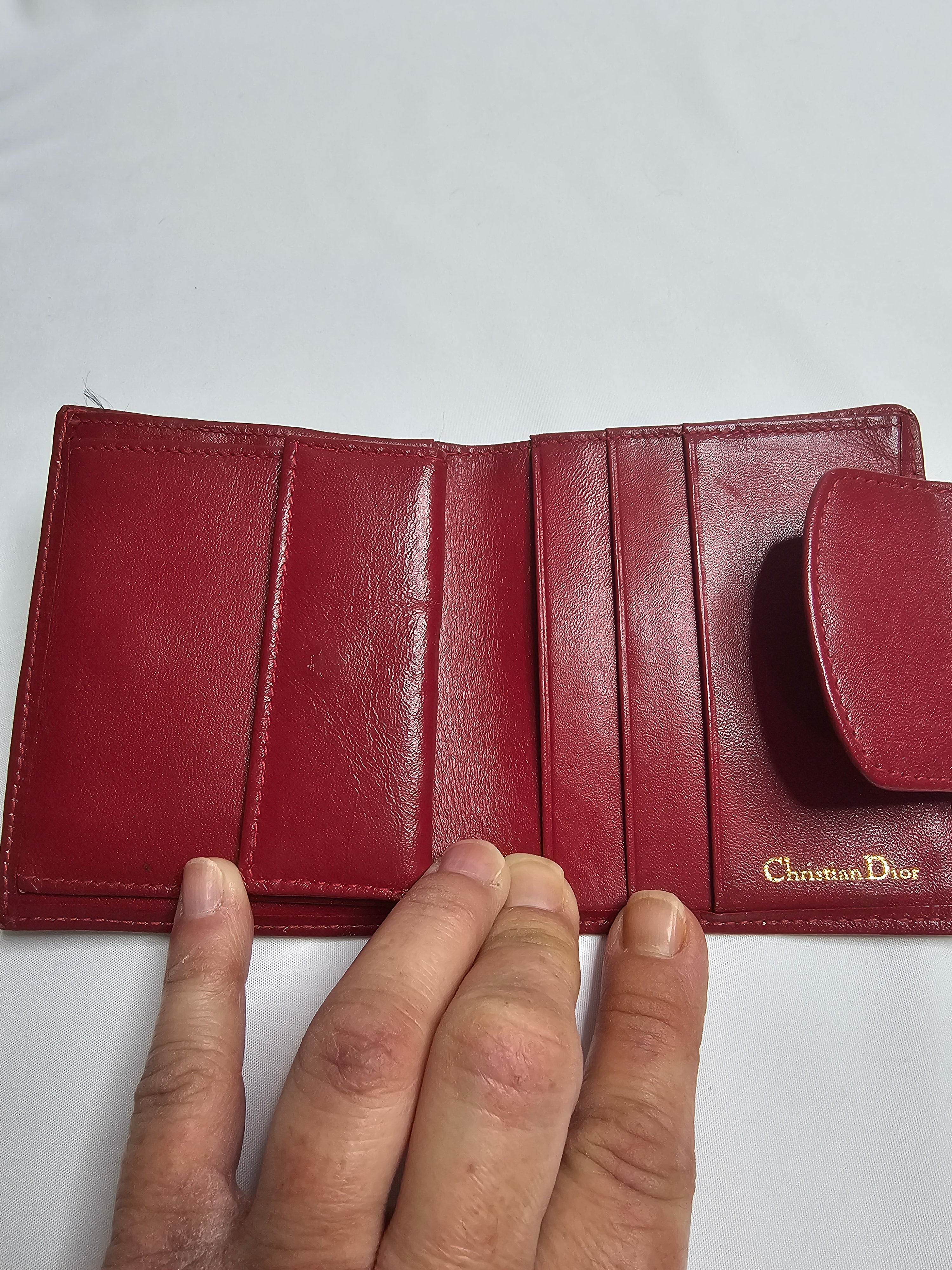 Boutique CD Red Leather Trifold Short Wallet — Like New