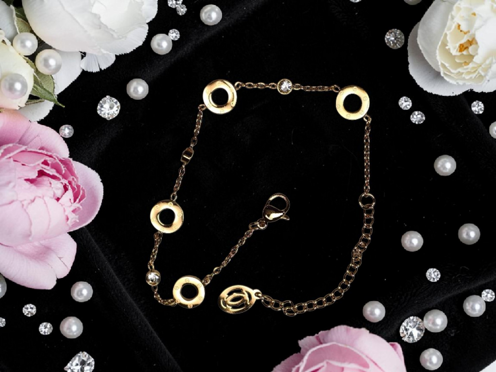 Gold Charm Logo Bracelet