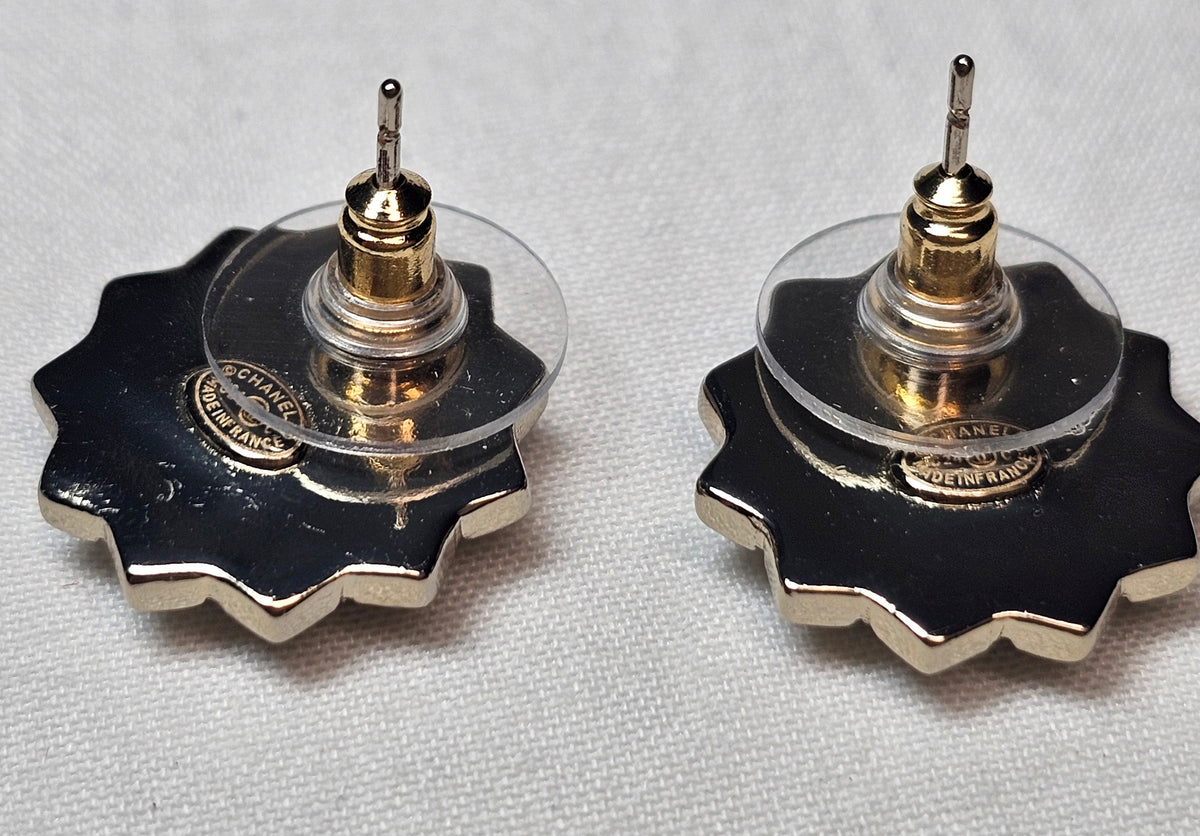C Logo Deep Red Gold plated Pierced Stud Earrings