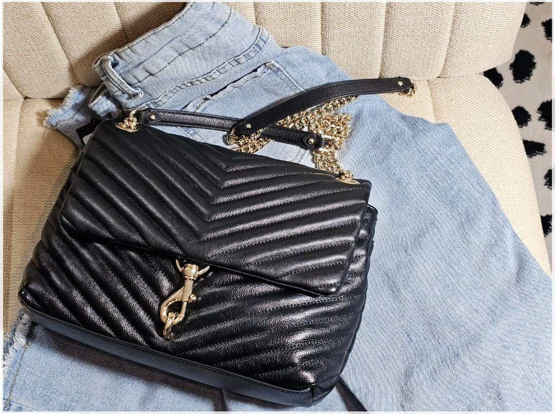 Rebecca Minkoff Black Quilted Leather Convertible Crossbody Handbag NWT & Dustbag