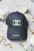 Black CC Baseball Cap Unisex Black and White