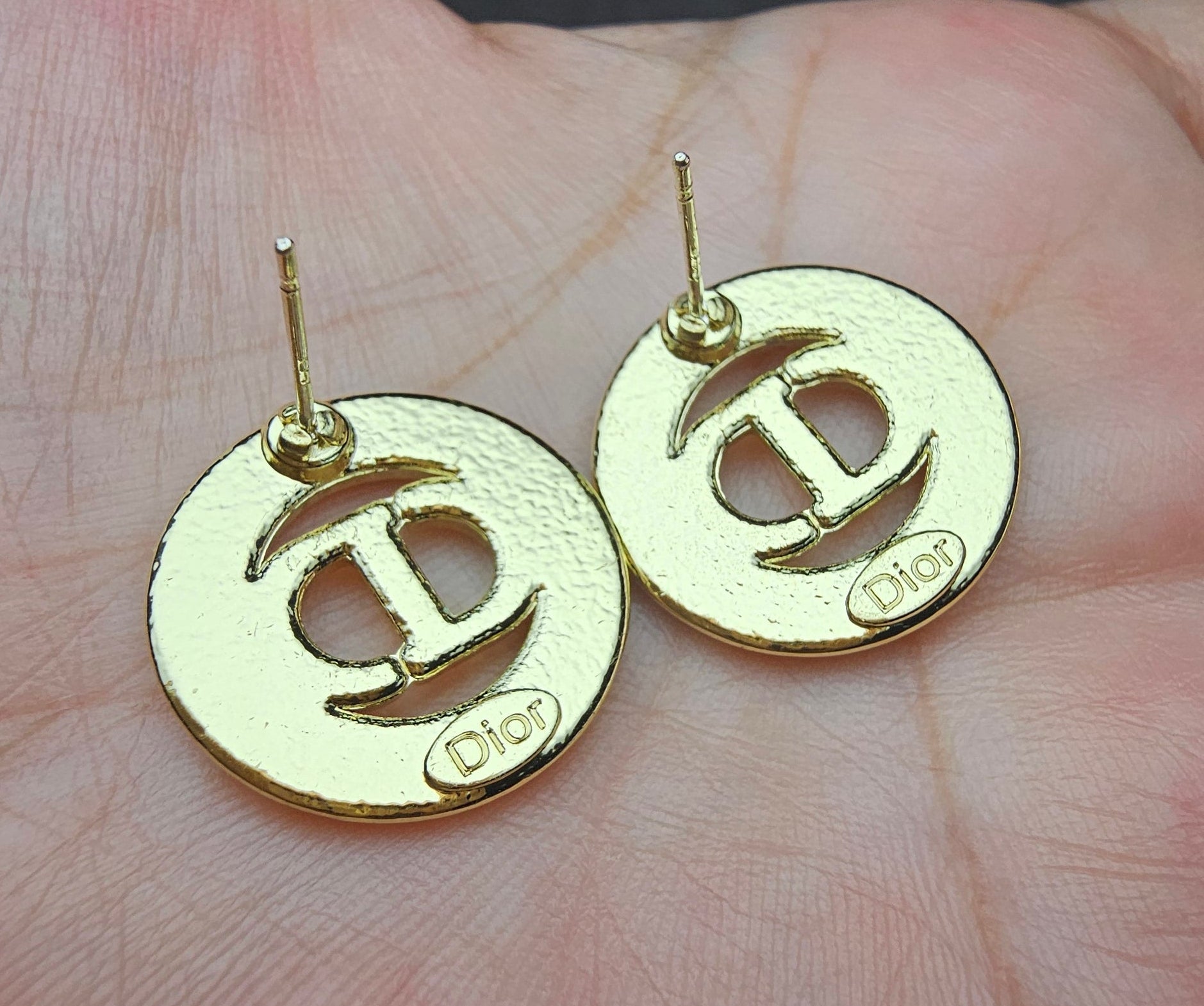 CD Gold Logo Charm Earrings
