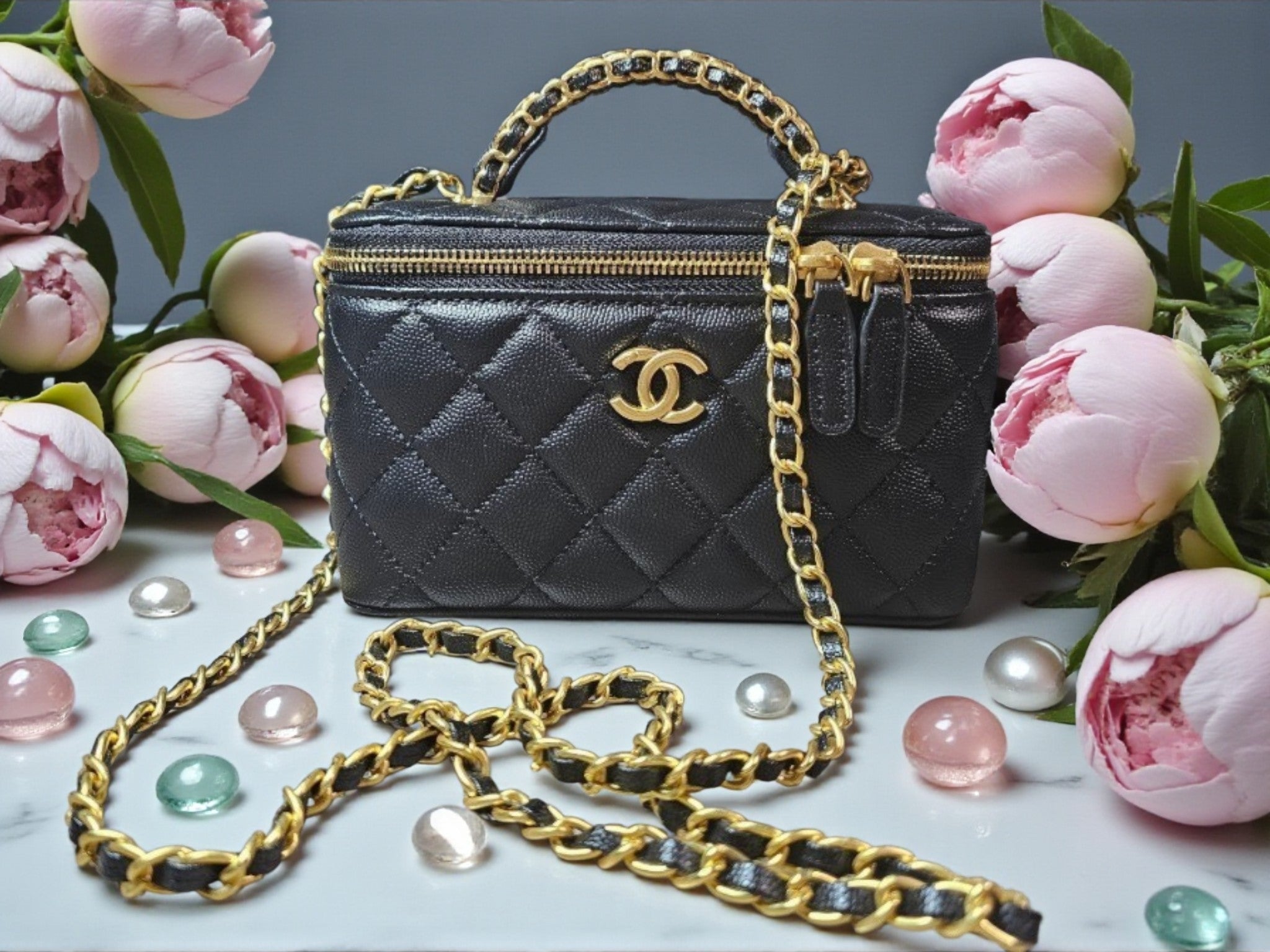 CC logo Black Caviar Medium/Large Vanity New with box and dustbag