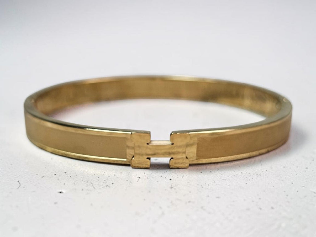 H letter style Two Tone  golden bangle bracelet