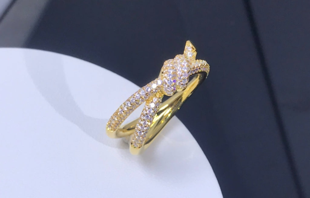 T&C Full Gemstone Twist logo Ring