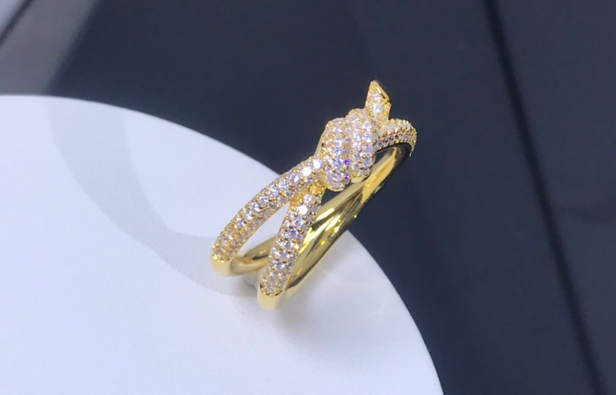 T&C Full Gemstone Twist logo Ring