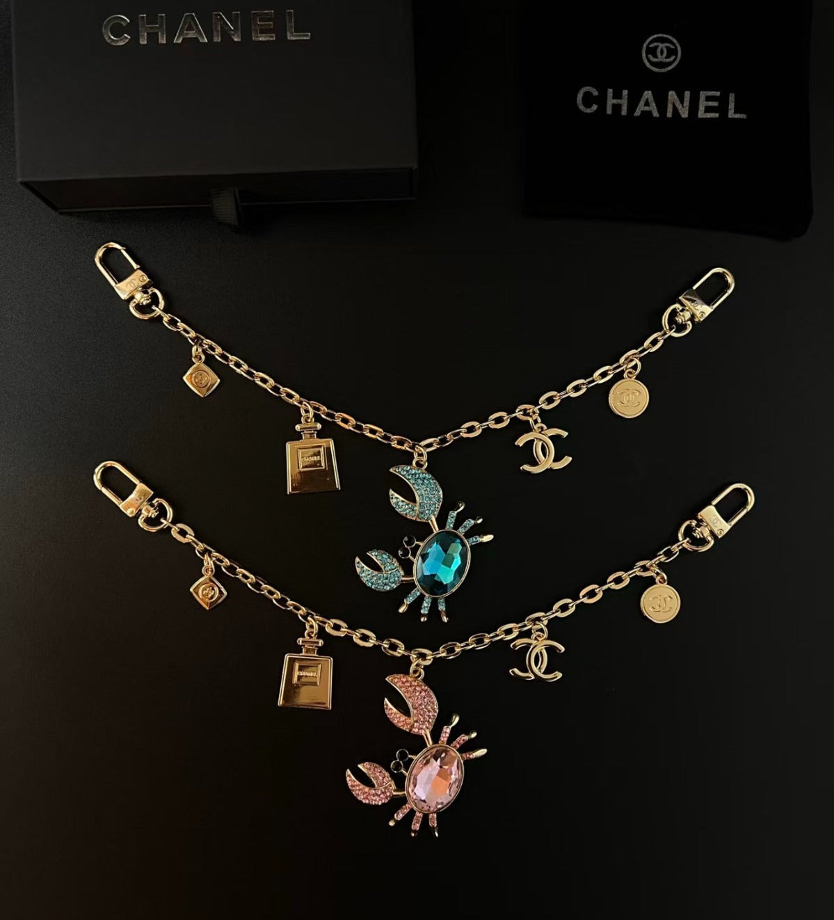 C Logo Bag Chain Charm Pink Or Blue