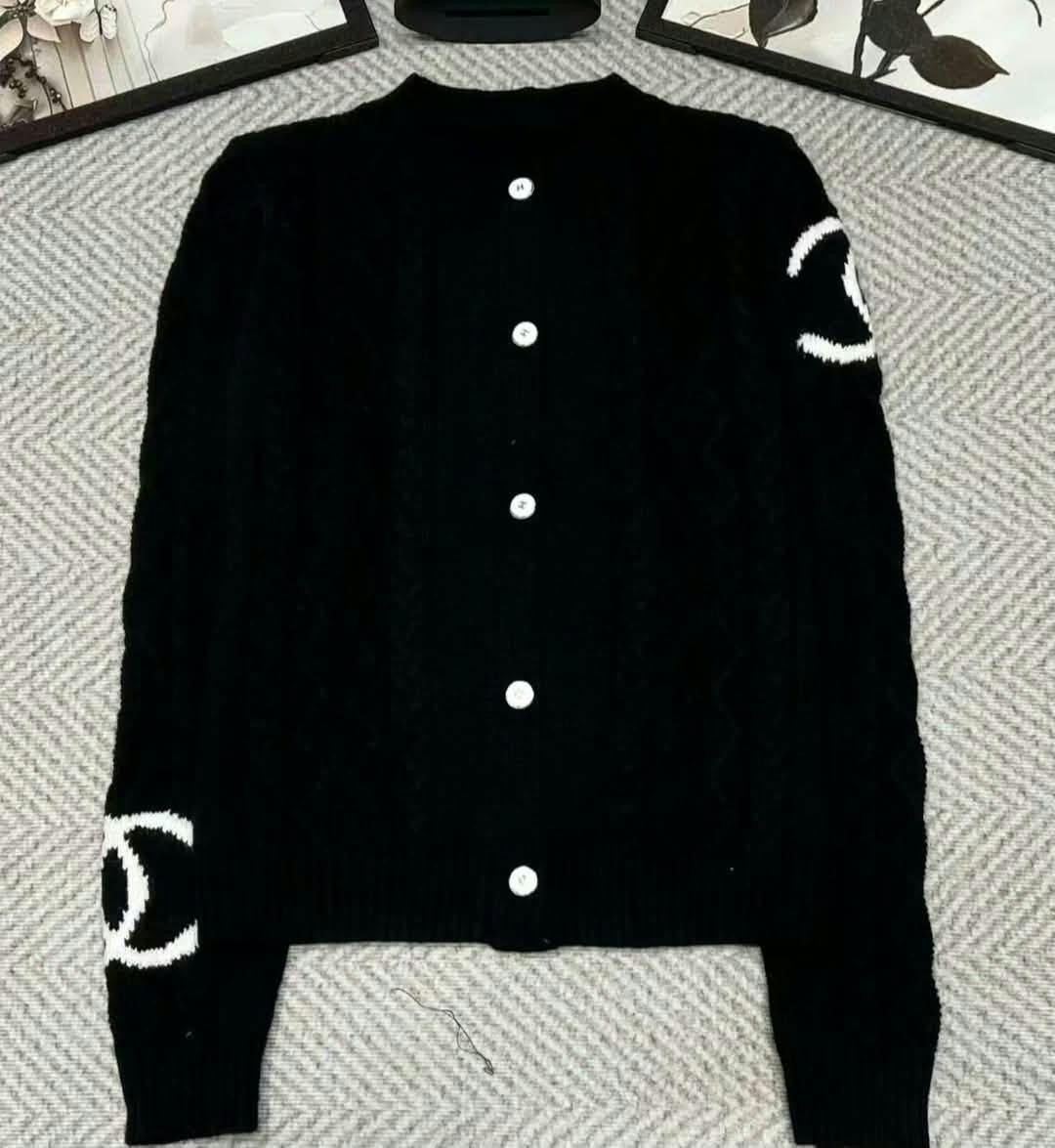 C Logo Button Down Sweater Cardigan