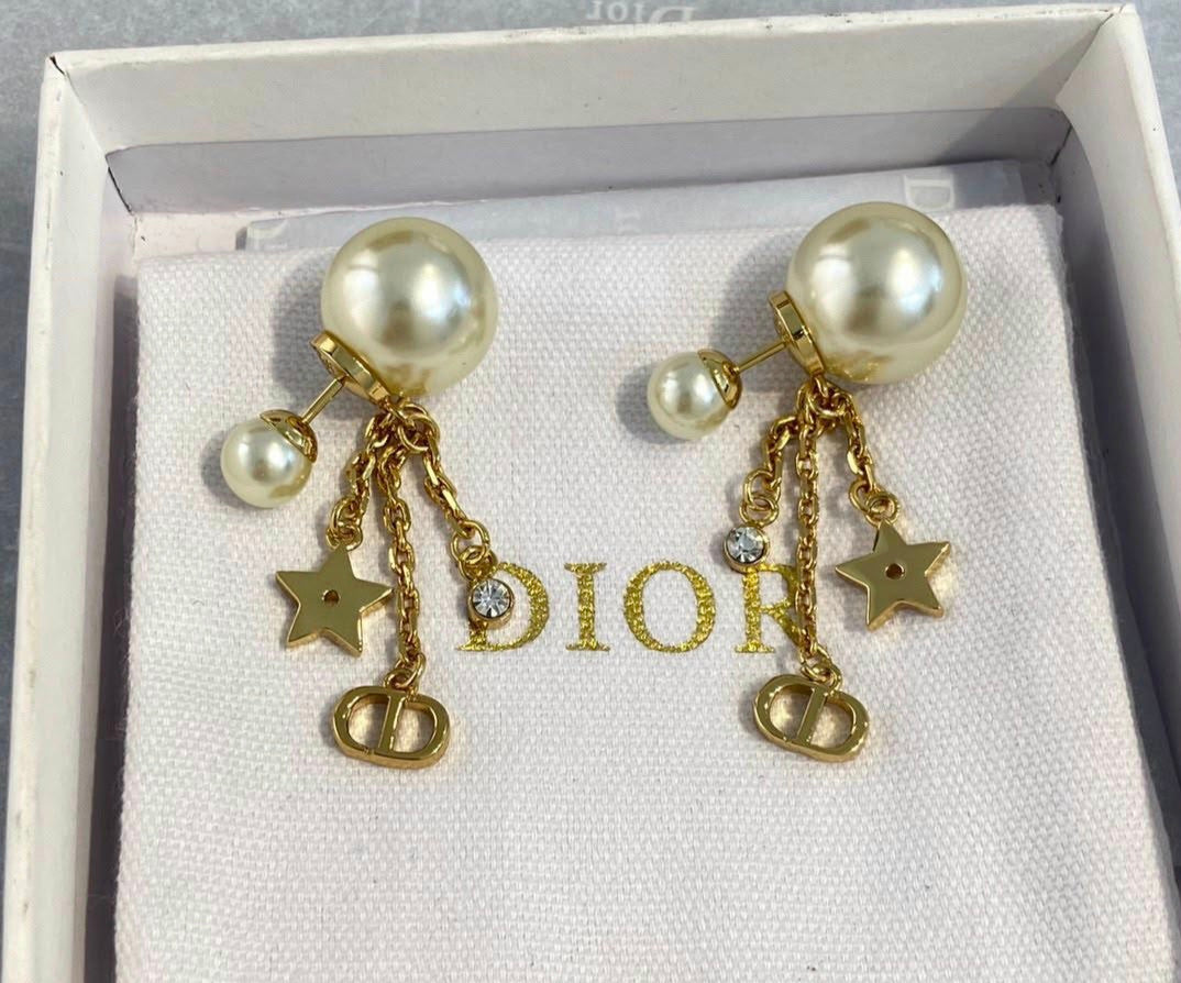 18K gold plated CD Star Logo Dangle Earrings