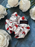 White Louis Logo Cherry Silk Scrunchie