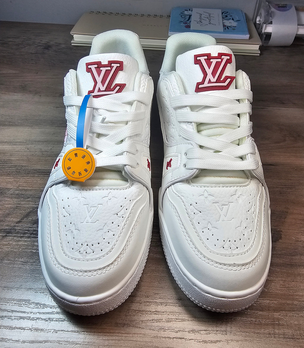 Floral logo sneakers white and pink