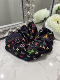 Louis x Murakami Logo Scrunchie Black Summer 100% Silk NEW