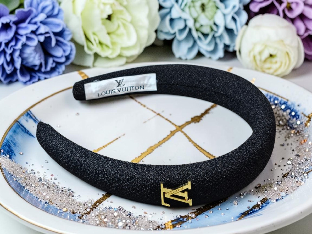 Louis Logo Charm Headband Black Denim Tagged