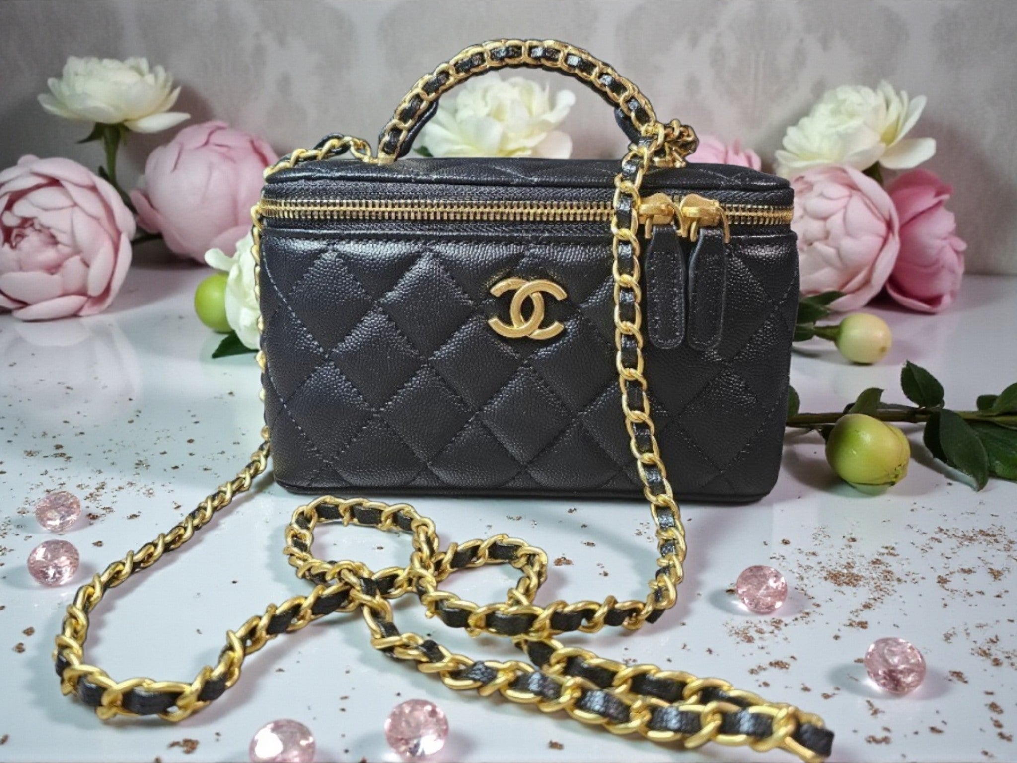 CC logo Black Caviar Medium/Large Vanity New with box and dustbag