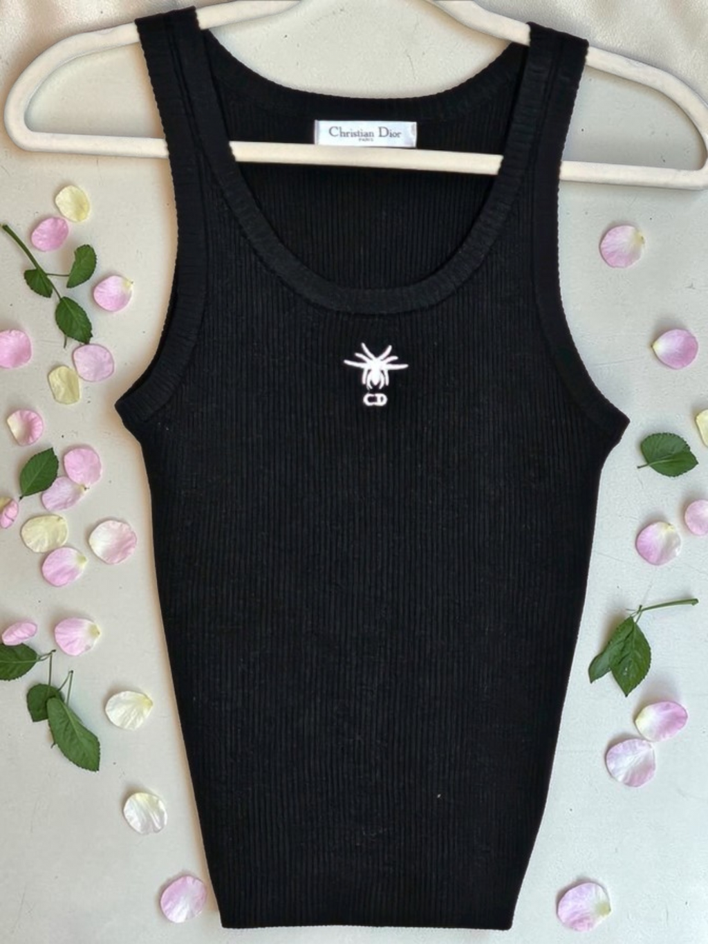 CD Logo Knit Tank Top w/ Embroidered Spider Black labeled Size US Medium NEW