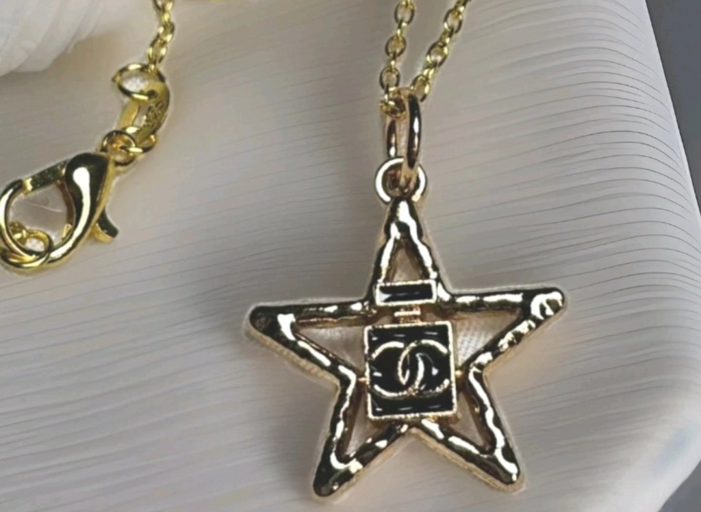 Chanel logo Star charm with chain necklace