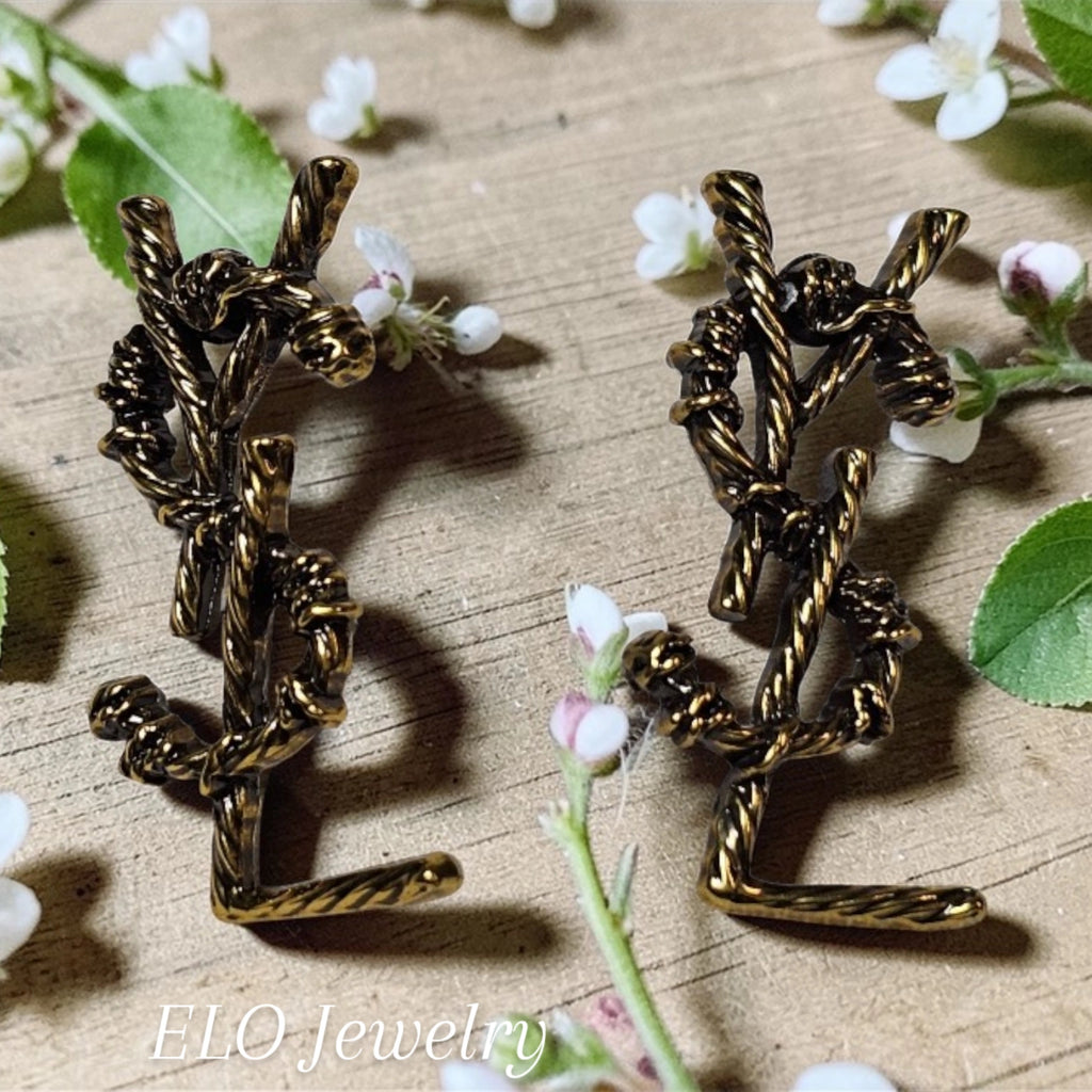 Yves St Laurent logo charm Barbed Wire Pierced Earrings