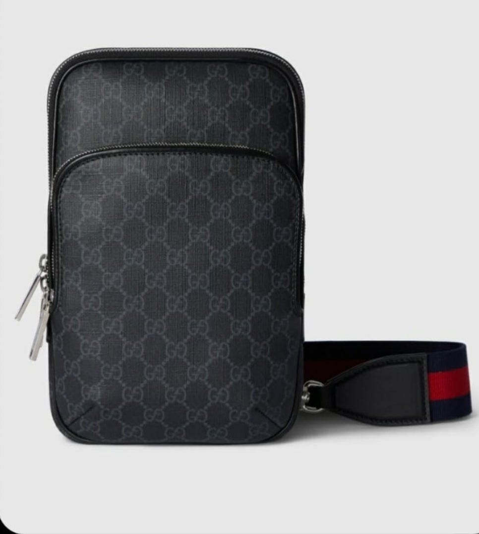 Black Logo Men's Crossbody Top Q