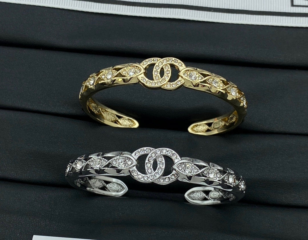 22K Gold/Silver Plated C Logo Cuff Bracelet