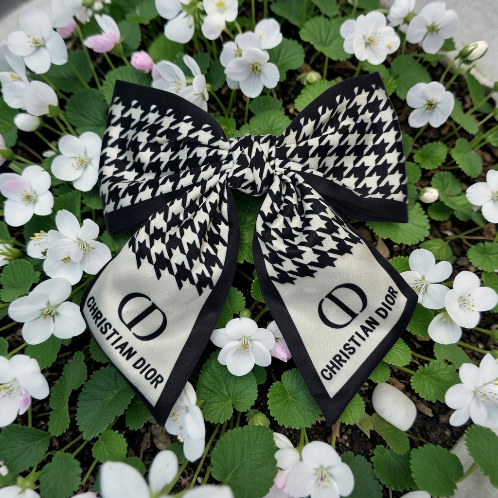 Dior Logo Black & White Monogram Hair Bow
