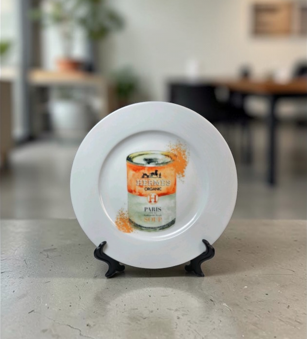 Custom Design  Hand-Painted Plate with display stand