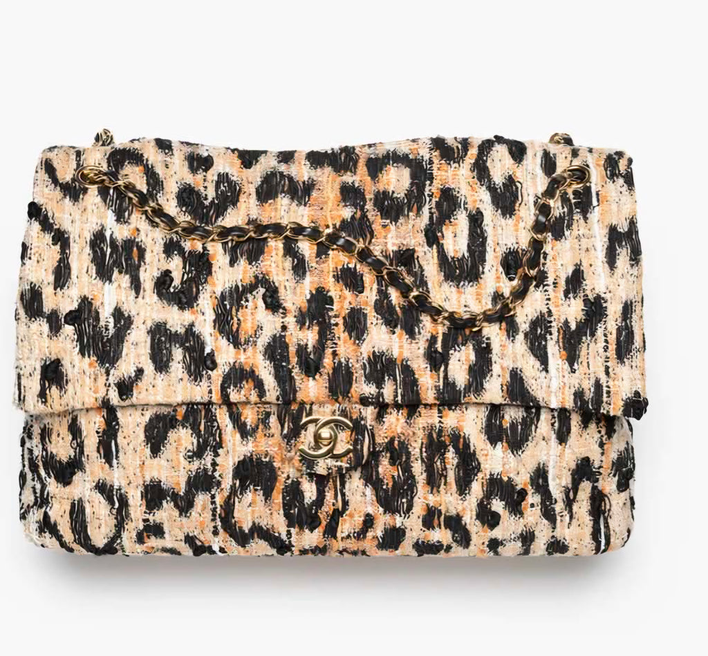 Leopard print Gold Logo Flap Bag