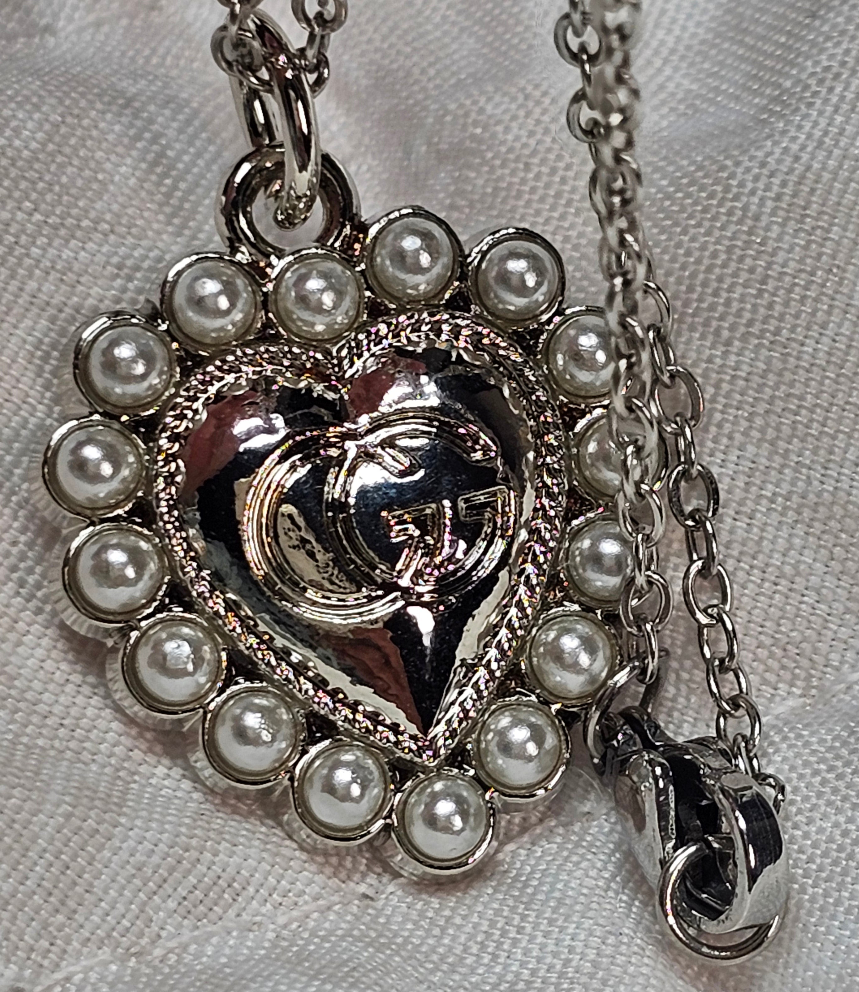 Silver Heart Charm & Pearl Starter Necklace