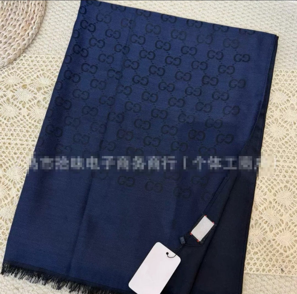 Logo monogram deep sea blue scarf