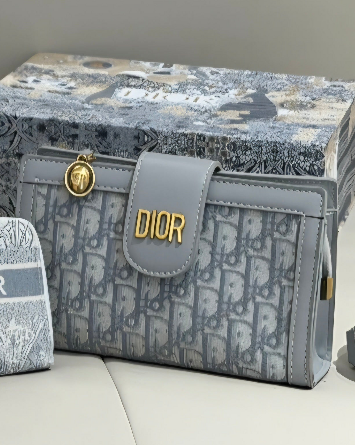 Clutch Bag Gray Monogram Style