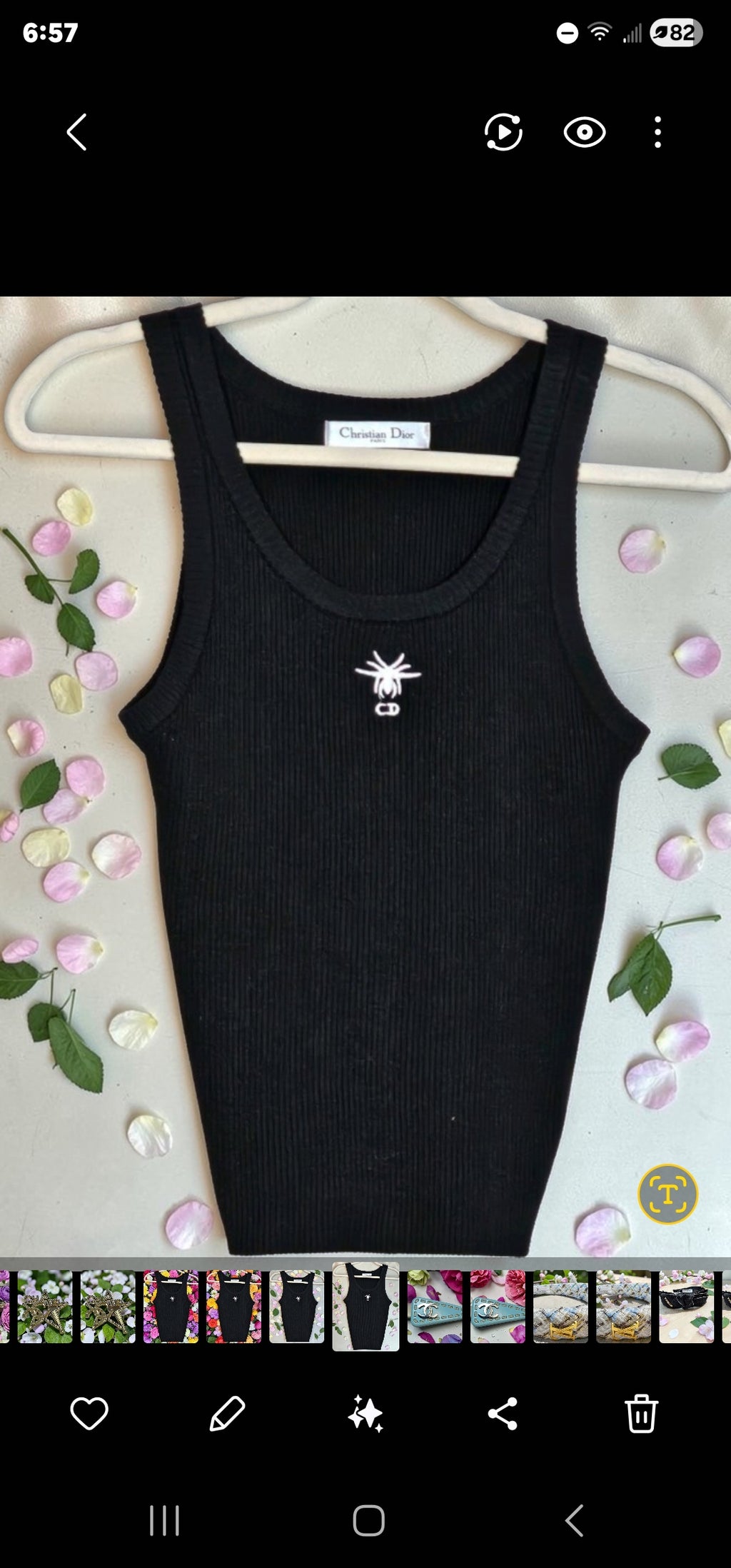 CD Logo Knit Tank Top w/ Embroidered Spider Black labeled Size US Medium NEW