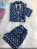 Navy L Monogram logo PJ set