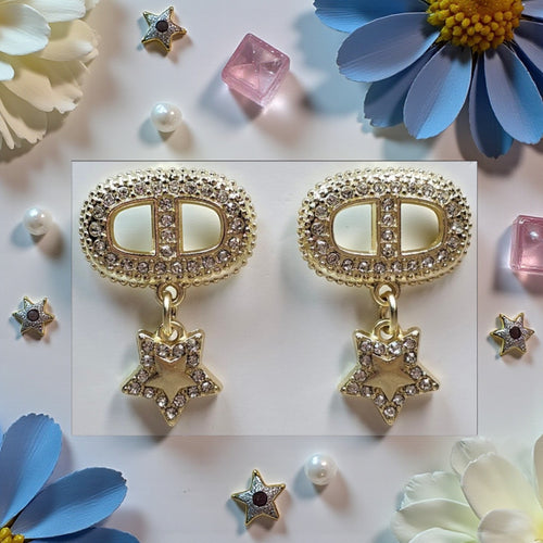 18K gold plated CD Logo Dangle Earrings