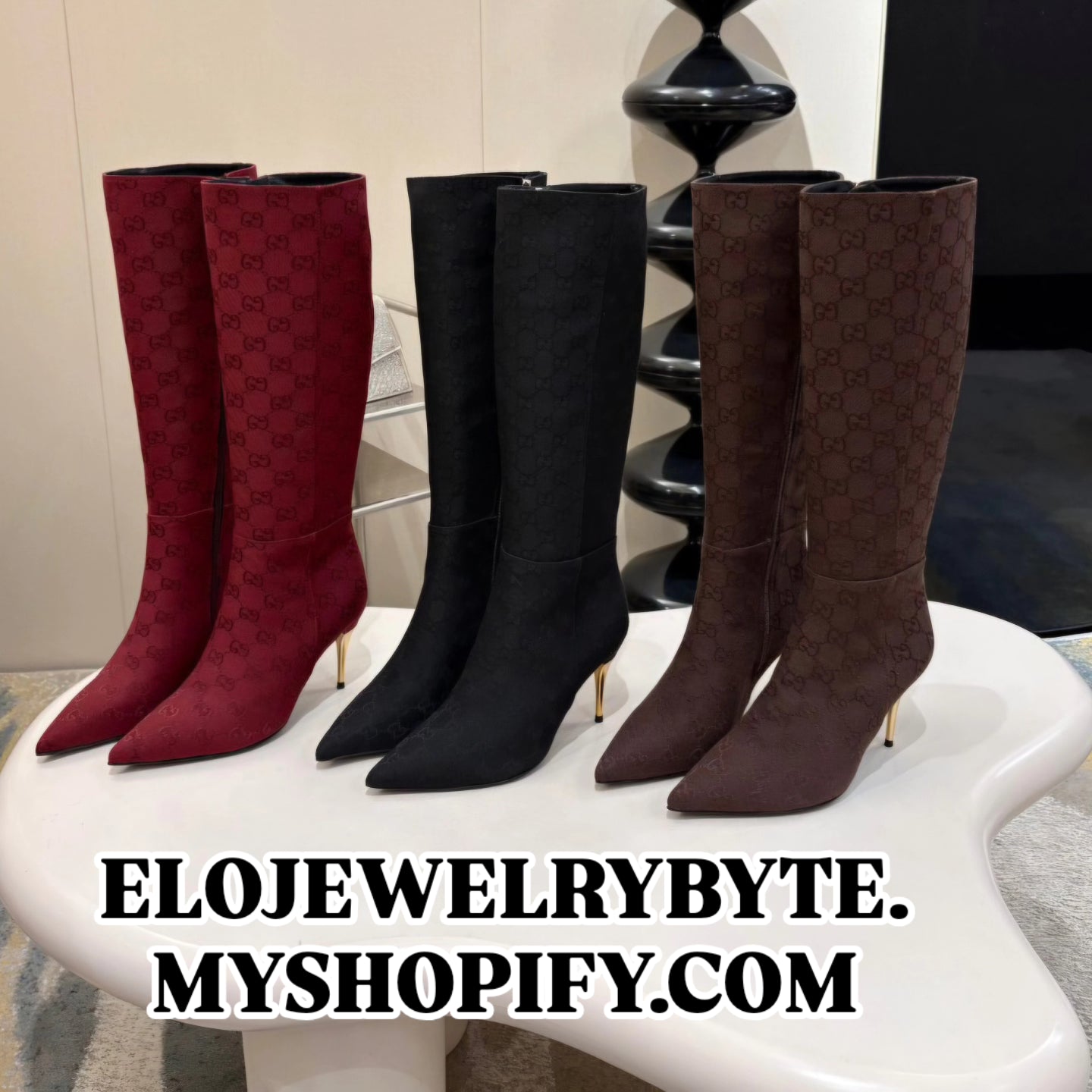 G Logo Suede High heel Boots