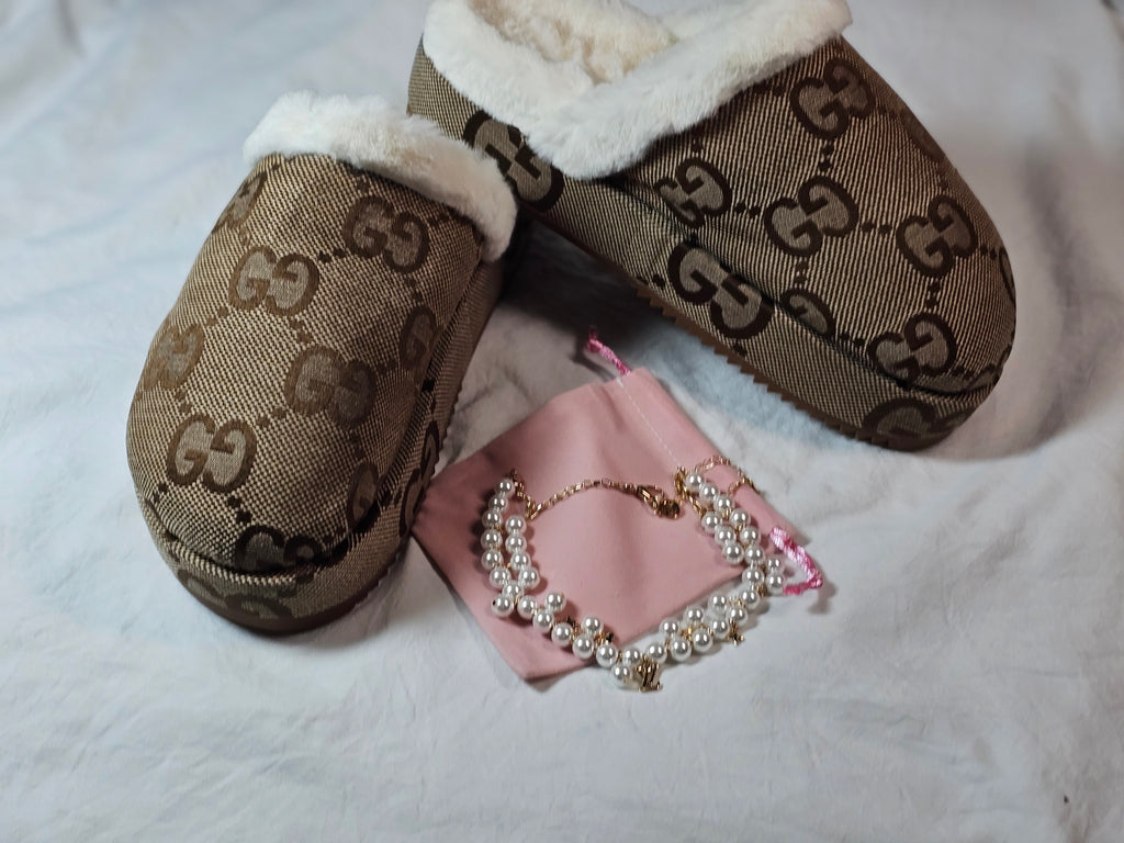 Brown monogram women's platform mules Size US 9/ EU 40