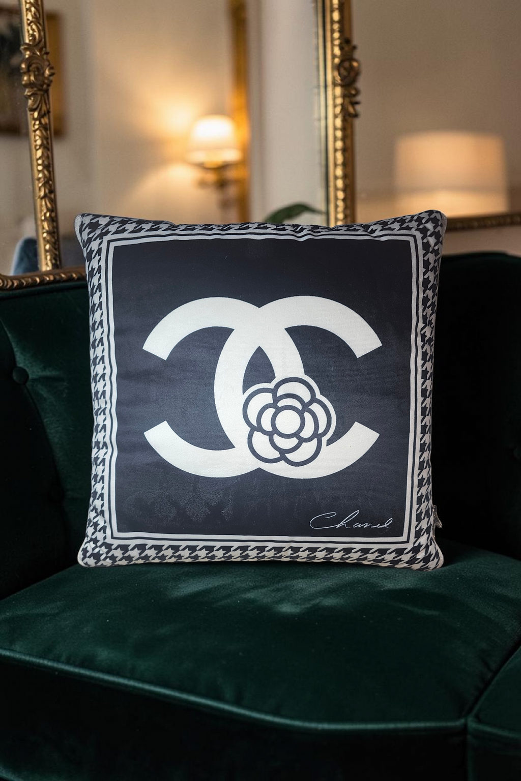 Black and white CC Logo Blanket-in-a-Pillow