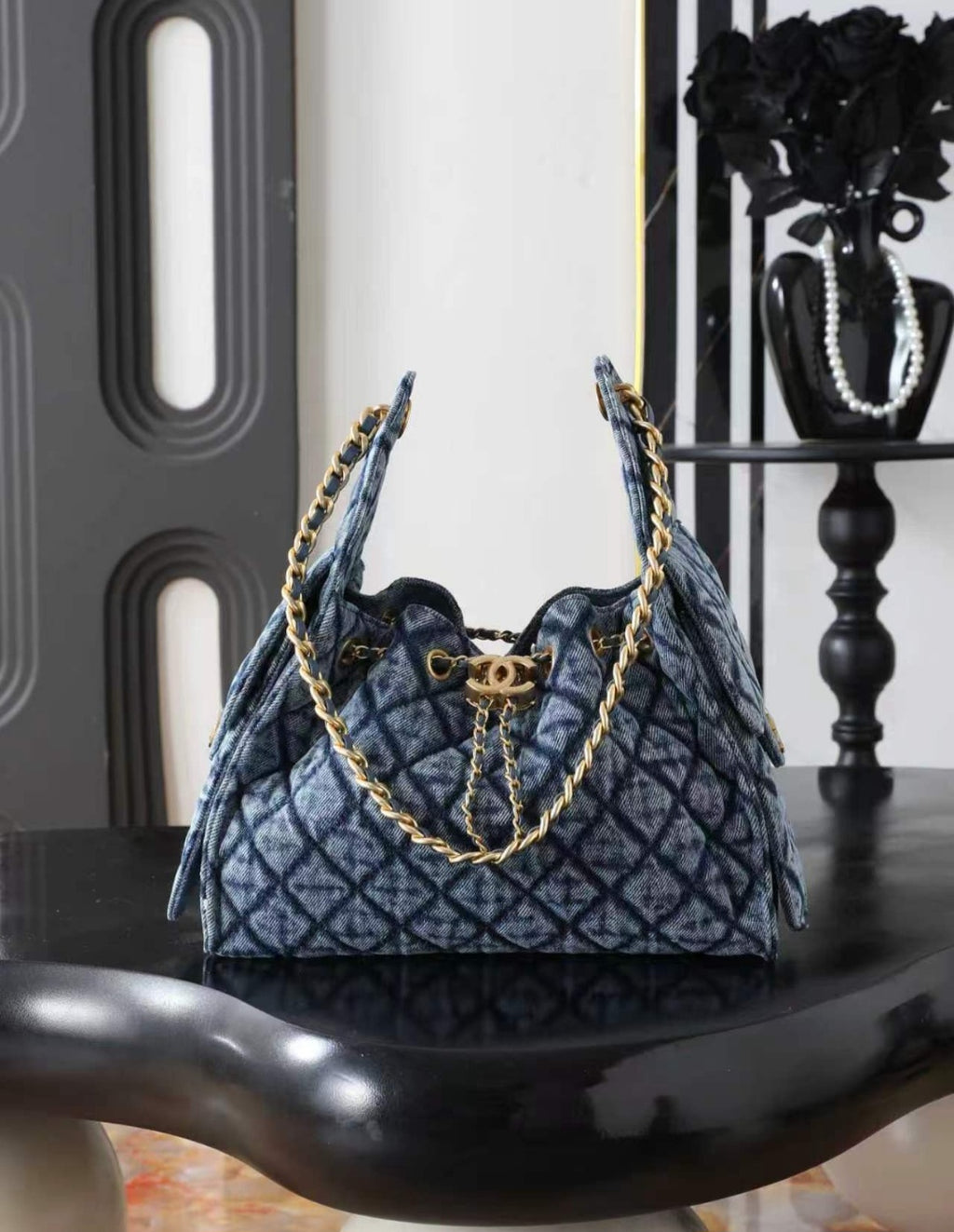 C Logo Luxury Dark Denim Bag