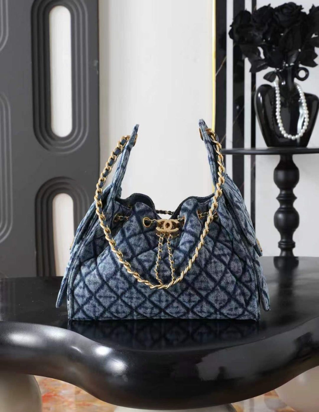 C Logo Luxury Dark Denim Bag
