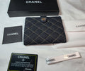 C Logo Black Large Case Wallet with Contrast Stitching
