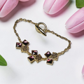 Loewe Logo Gold Charm and Purple Gemstone Bracelet