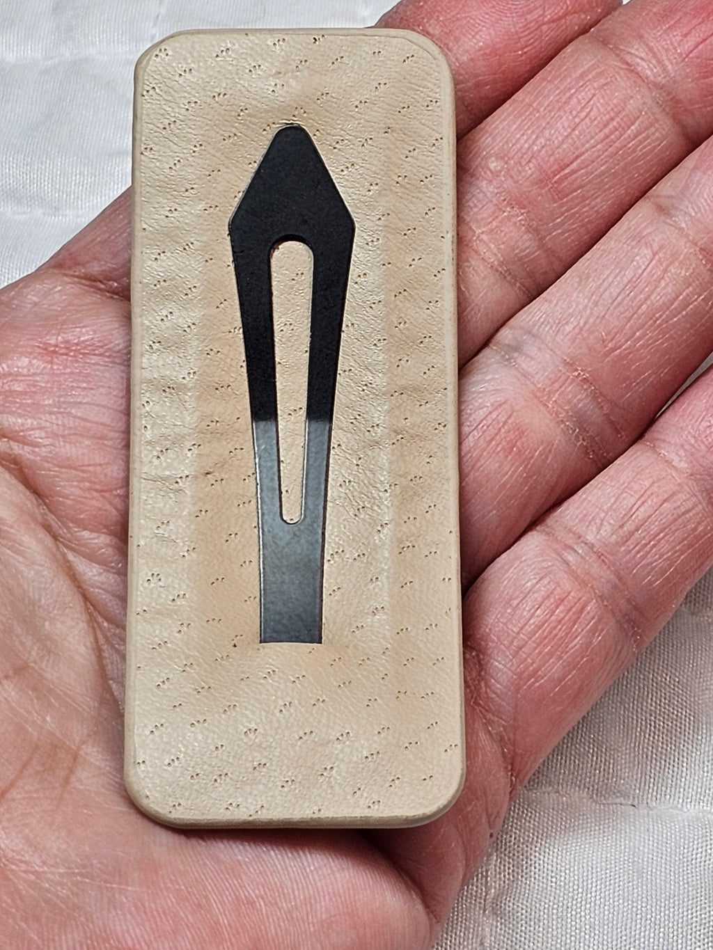 YSL Logo Charm Barrette — Beige & Antique Gold