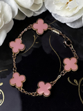 Pink and Gold Clover Bracelet