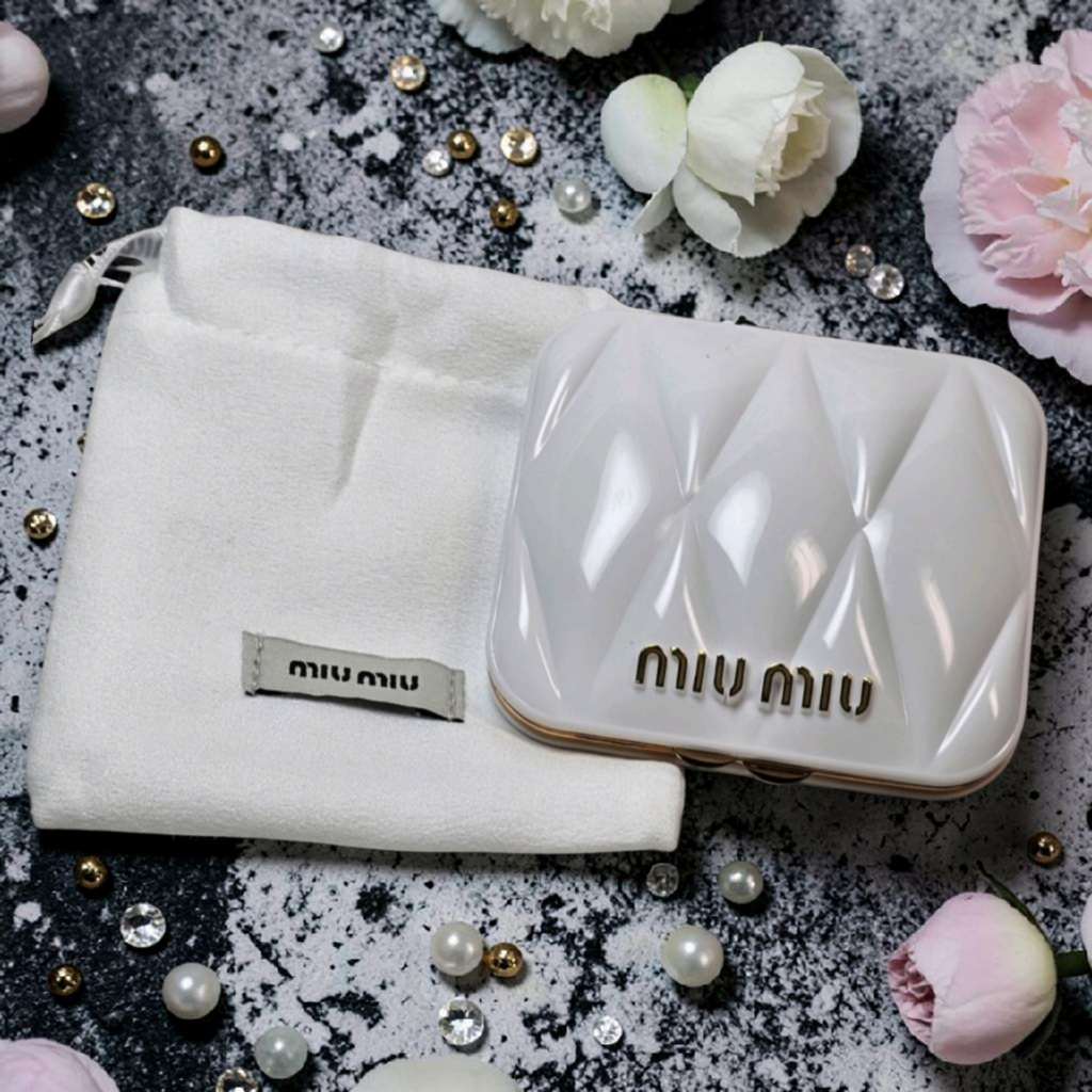 White logo Compact Mirror W/ Dustbag NIB