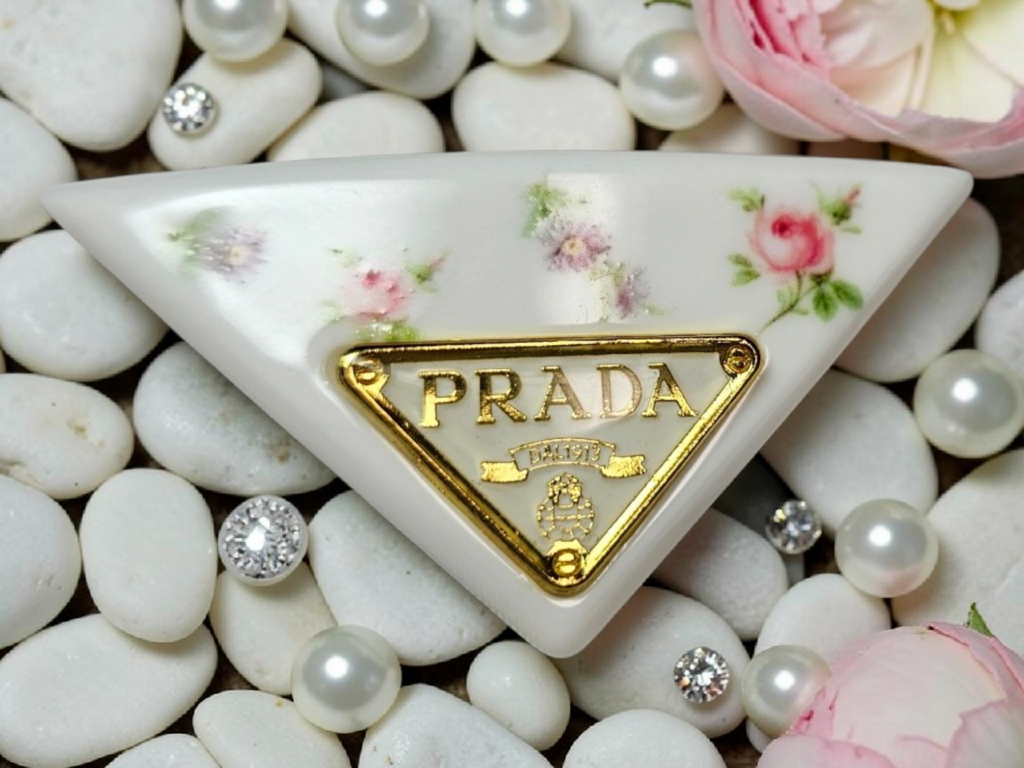 Gold charm White Floral Triangle Floral Hair Clip Spring