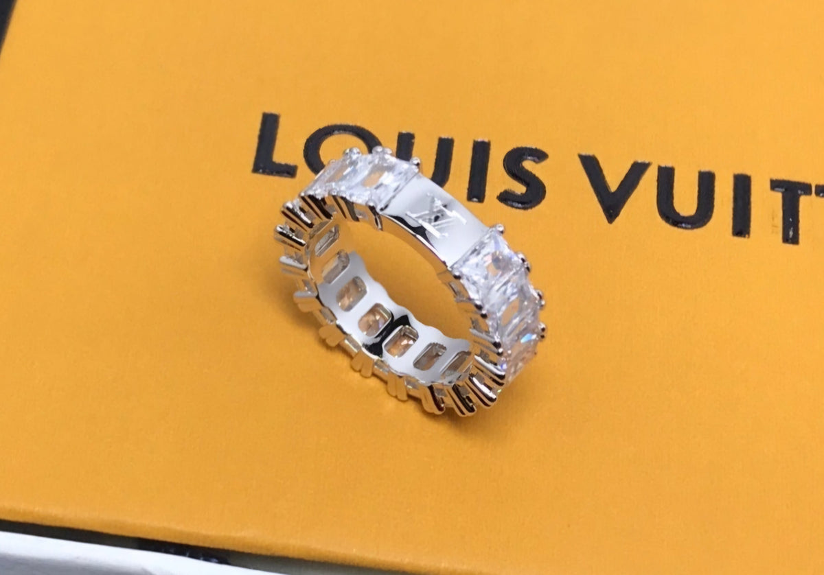 L Logo Gemstone Band Ring