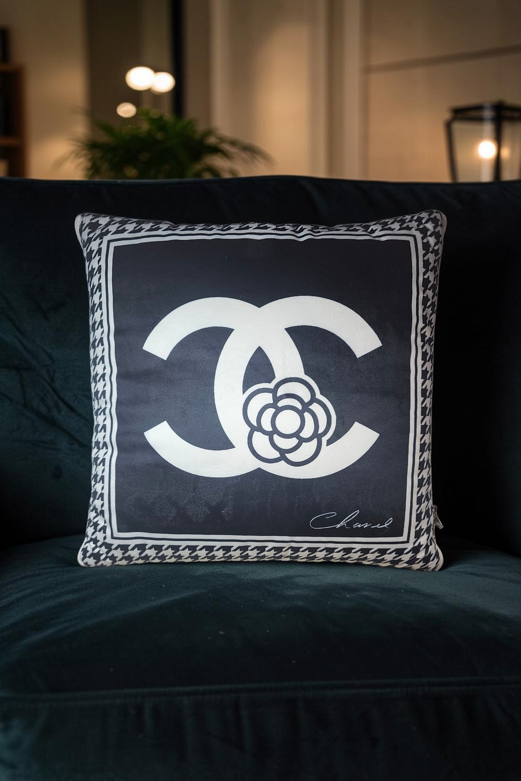 Black and white CC Logo Blanket-in-a-Pillow