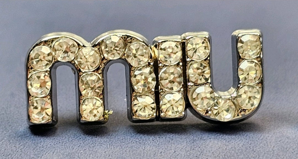 Silver Miu Miu Logo Charm Earrings