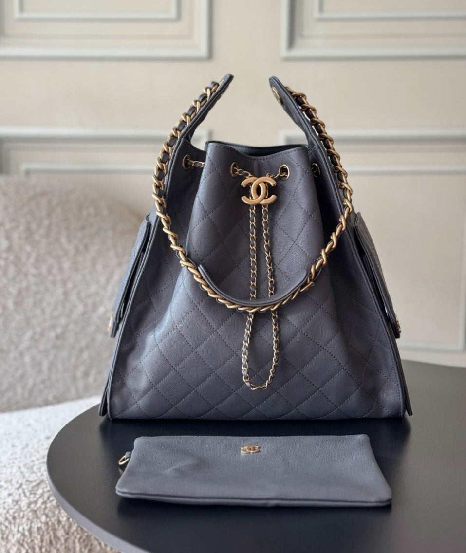 Large C Logo top level  drawsrtring Bucket Bag