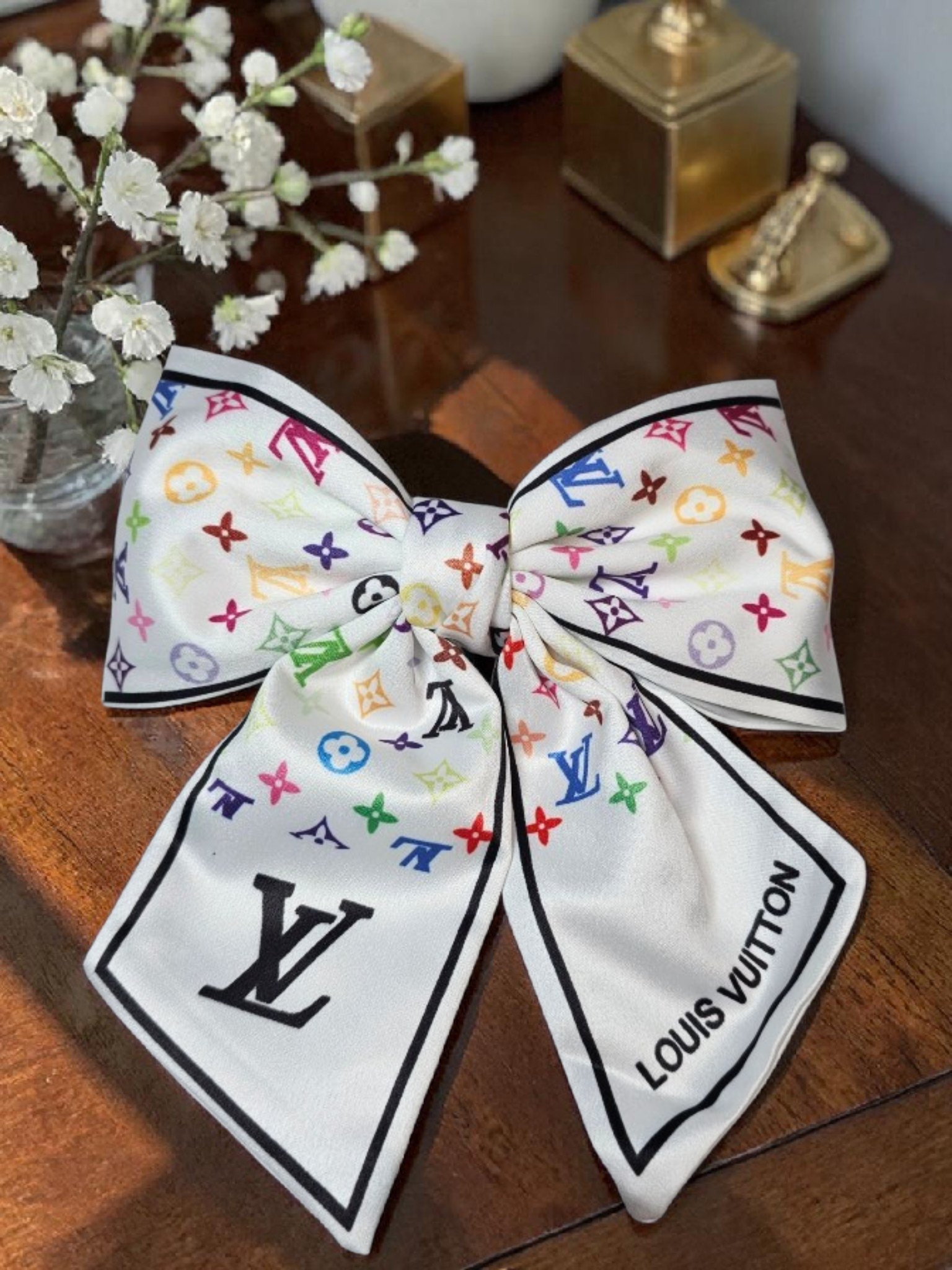 Louis x Murakami Logo 100% Silk Hairbow